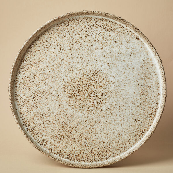 Plate made from dark chamotte clay, 27 cm