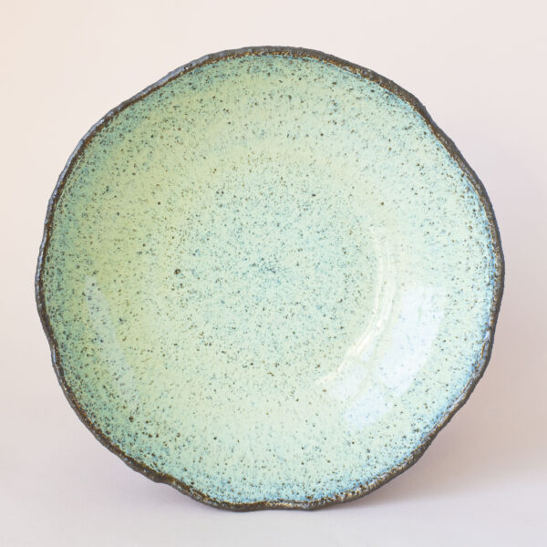 Turquoise chamotte deep plate