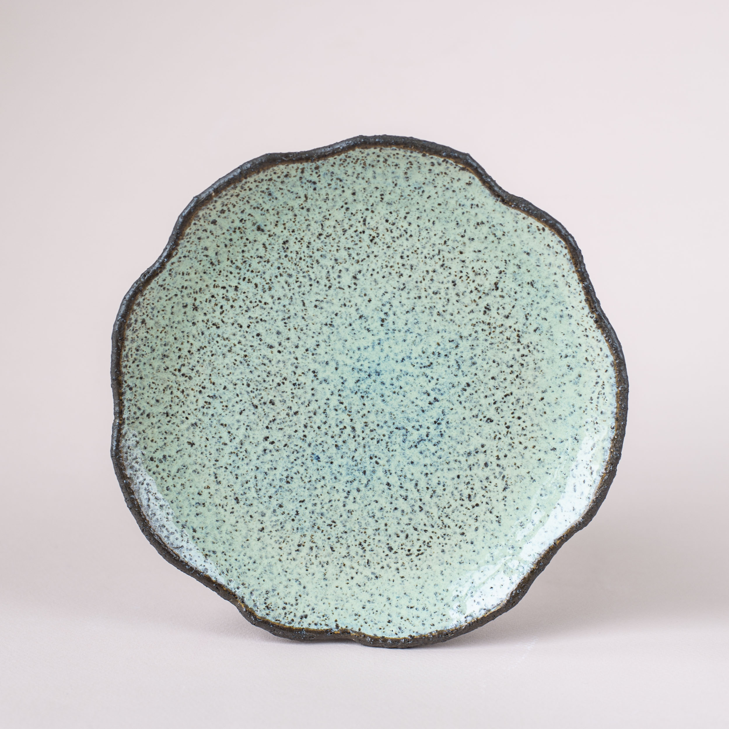 Turquoise chamotte plate, 21 cm